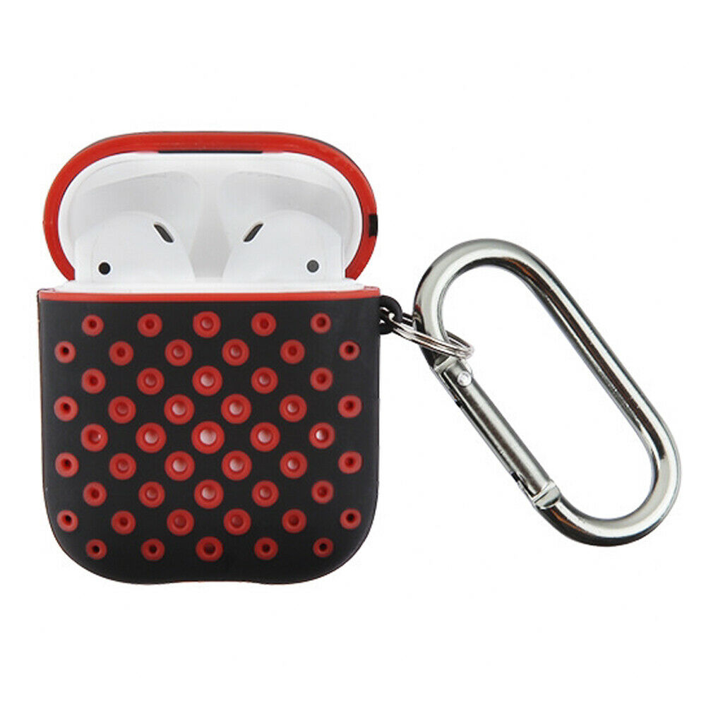 Airpod (2 / 1) Honeycomb Mesh Sports Cover Skin for Airpod Charging Case (Black RED)